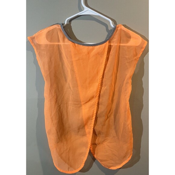 Knit Works Shirt Girls Medium Grey Orange Short sleeve Butterfly Sheer Back - Picture 2 of 3